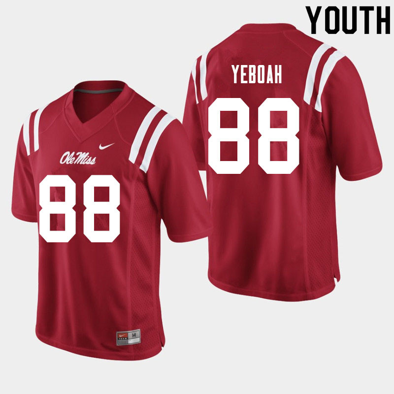 Kenny Yeboah Ole Miss Rebels NCAA Youth Red #88 Stitched Limited College Football Jersey TST1358DK